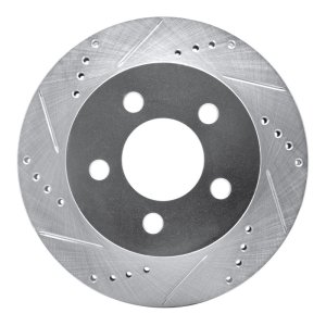 Jeep Cherokee Brake Rotor (1) - Front Left - R1 Concepts - Drilled & Slotted - Silver - `99-`06